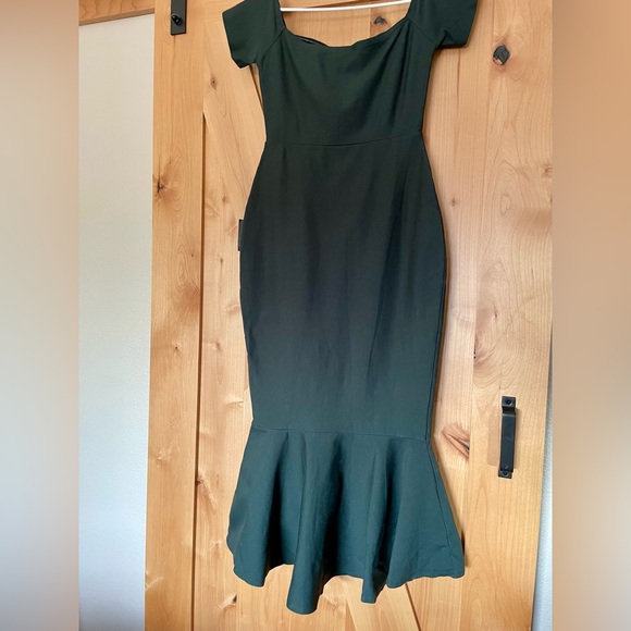 Lulu's Strapless Dark Green Dress - Picture 5 of 6